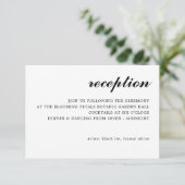 Eenvoudig Modern Script Wedding Receptie Zwart Informatiekaartje (Staand voorkant)