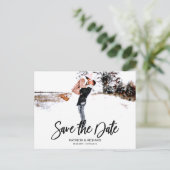 Eenvoudig modern Script Wedding sparen de Foto van Briefkaart (Staand voorkant)