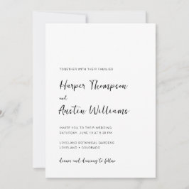 Eenvoudig modern script zwart-wit bruiloft kaart