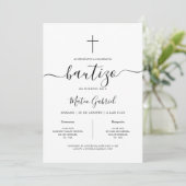 Eenvoudig modern Spaans Invitación de Bautizo Wit Kaart (Staand voorkant)