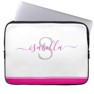 Eenvoudig modern, stijlvol monogramma, elegant war laptop sleeve