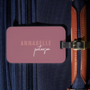 Eenvoudig modern stoffig Roos minimalistisch geper Bagagelabel