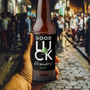 Eenvoudig Modern Succes Zwart Wit Groen Tophat Bier Etiket
