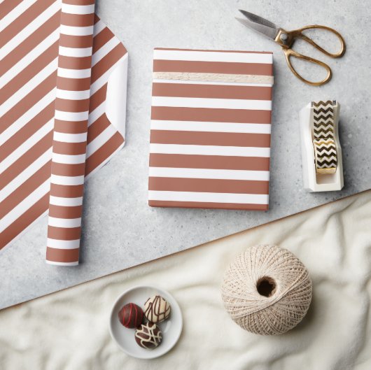 Eenvoudig modern Terracotta Striped minimalist Cadeaupapier (Crafts)