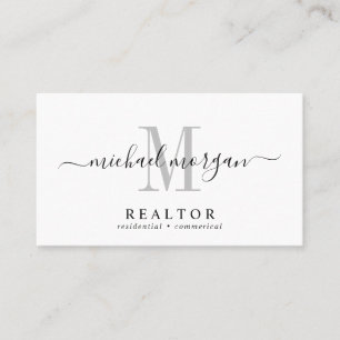 Eenvoudig Modern Vastgoedmakelaar Script Monogram Visitekaartje