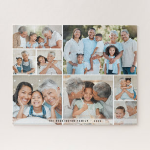 Eenvoudig Modern Vet Gezin 8 Foto Collage Aandenke Legpuzzel