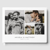 Eenvoudig Modern Vier Foto Bruiloft Gastenboek (Voorkant)