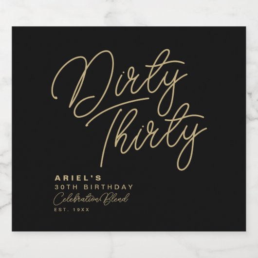 Eenvoudig Modern Vies Dertig Gepersonaliseerd Spar Sparkling Wijnetiket (Enkel label)