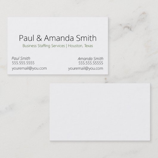 Eenvoudig modern Visitekaartje met 2 namen & conta (Voorkant / Achterkant)