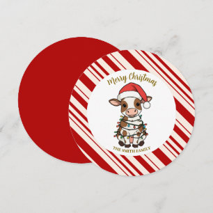 Eenvoudig modern vrolijk kerst kalf Koe OX patroon Kaart