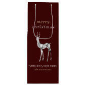 Eenvoudig modern vrolijk kerstkristal rendier wijn cadeautas (Voorkant)