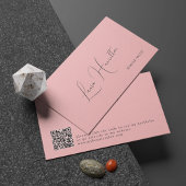 Eenvoudig modern vrouwelijk script QR code roze sc Visitekaartje