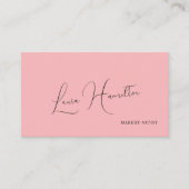 Eenvoudig modern vrouwelijk script QR code roze sc Visitekaartje (Voorkant)