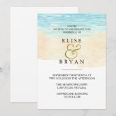 Eenvoudig modern Waterverf Beach Wedding Kaart (Voorkant / Achterkant)