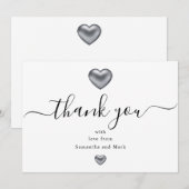 Eenvoudig modern WhiteWedding Silver Heart Kaart (Voorkant / Achterkant)