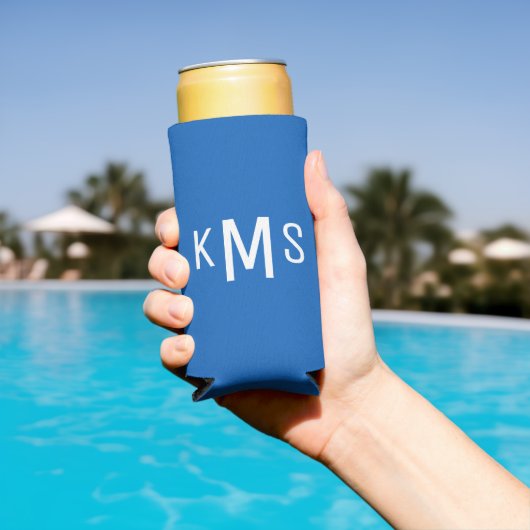 Eenvoudig Modern Wit Monogram Sapphire Blauw (Insitu Zwembad)