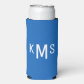 Eenvoudig Modern Wit Monogram Sapphire Blauw (Seltzer Voorkant)