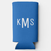 Eenvoudig Modern Wit Monogram Sapphire Blauw (Achterkant)