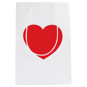 Eenvoudig Modern Wit Rode Liefdeshart Grafisch Medium Cadeauzakje