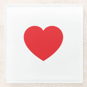 Eenvoudig modern wit rood liefdeshart grafisch glazen onderzetter