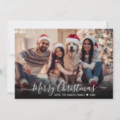 Eenvoudig Modern Wit Script 2 Foto Kerstmis Feestdagenkaart (Voorkant)