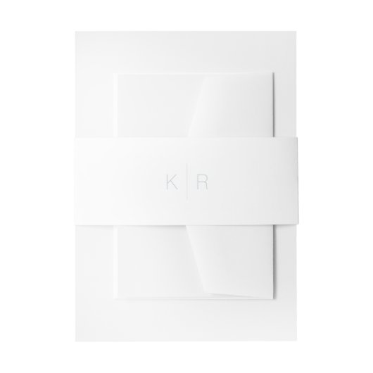 Eenvoudig Modern Wit & stoffig Blauw Monogram Uitnodigingen Wikkel (Voorkant Voorbeeld)