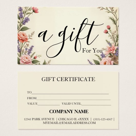 Eenvoudig & Modern Zakelijk Cadeaubewijs Visitekaartje (Voorkant /achterkant)