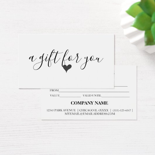 Eenvoudig modern zakelijk cadeaubon visitekaartje (Bureau)