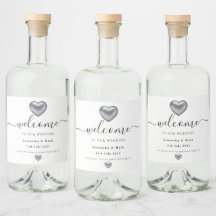 Eenvoudig modern zilveren Heart Weddenschap Wine L