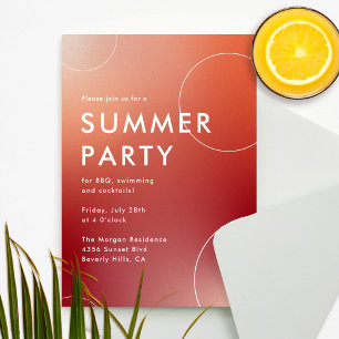 Eenvoudig Modern Zomer Cocktail Party (rood) Kaart