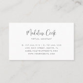 Eenvoudig modern zwart ash Calligrafie-script Visitekaartje (Achterkant)