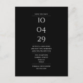 Eenvoudig Modern Zwart en Wit Bewaar de Datum Briefkaart (Voorkant)