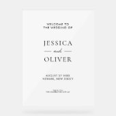 Eenvoudig modern, zwart en wit bruiloft welkom acryl bord (Voorkant)