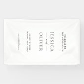 Eenvoudig modern, zwart en wit bruiloft welkom spandoek (Horizontaal)