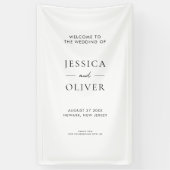 Eenvoudig modern, zwart en wit bruiloft welkom spandoek (Verticaal)