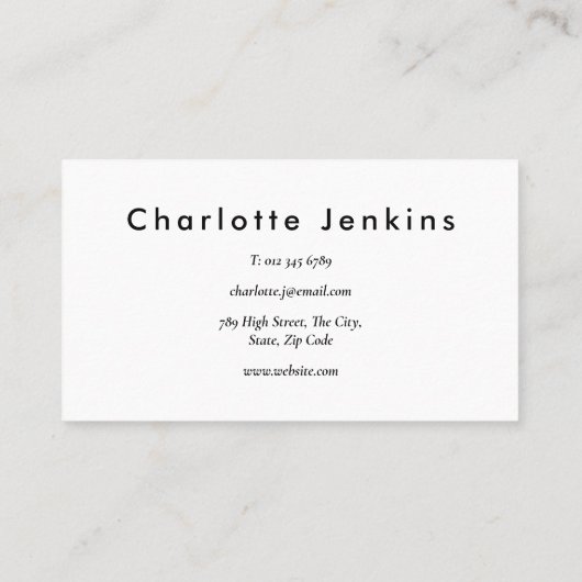 Eenvoudig Modern Zwart en Wit Professioneel Visitekaartje (Achterkant)