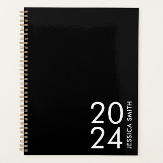 Eenvoudig modern zwart gepersonaliseerd planner