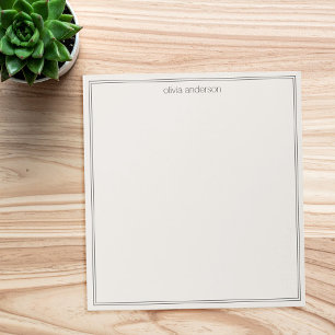 Eenvoudig Modern Zwart Ivoor Twee Grens Monogram Notitieblok