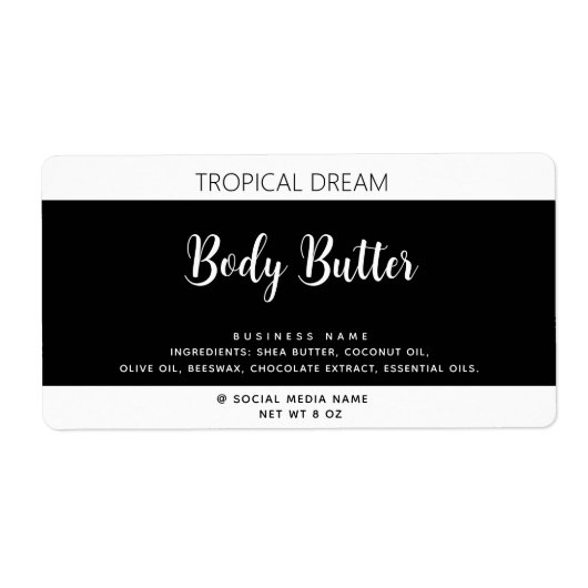 Eenvoudig modern zwart label met luxe typografie (Voorkant)