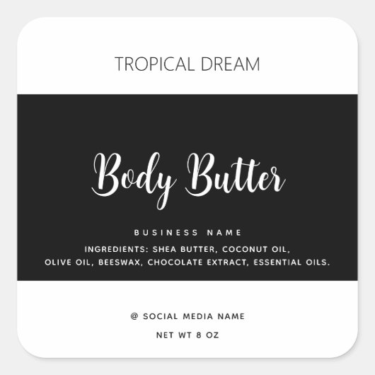 Eenvoudig modern zwart label met luxe typografie (Voorkant)