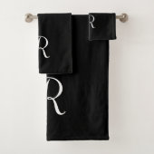 Eenvoudig modern zwart monogram Initiaal Bad Handdoek (Insitu)