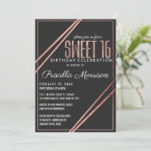 Eenvoudig Modern Zwart Roos Goud Chic Lineair Swee Kaart (Staand voorkant)