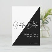 Eenvoudig modern zwart-wit bespaart de datum waaro kaart (Staand voorkant)