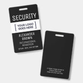 Eenvoudig Modern Zwart-Wit Event Logo Security Badge (Front & Back)
