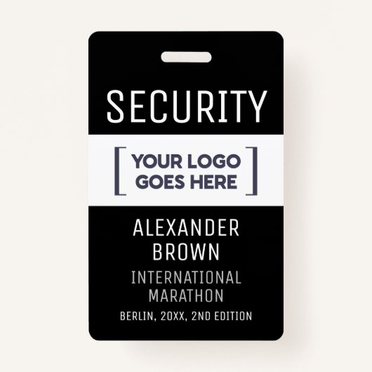 Eenvoudig Modern Zwart-Wit Event Logo Security Badge (Voorkant)