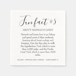Eenvoudig modern zwart wit Fact 5 bruiloft Servet