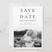 Eenvoudig modern zwart-wit fotohuwelijk save the date (Voorkant)