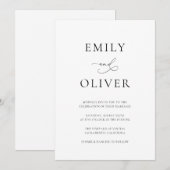 Eenvoudig modern zwart-wit huwelijk kaart (Voorkant / Achterkant)