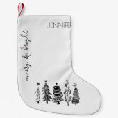 Eenvoudig modern zwart-wit kerstdecor kleine kerstsok (Voorkant)