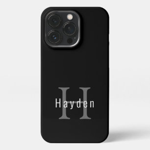 Eenvoudig modern zwart-wit monogram iPhone 13 pro hoesje